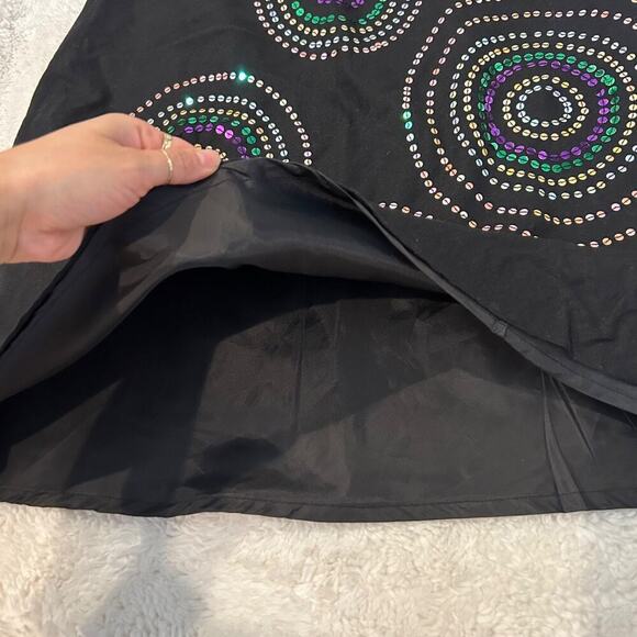 Edward Skirt Womens Sz 8 Black Linen Sequin Blend‎ Maxi Fully Lined Minimalist - Picture 6 of 7